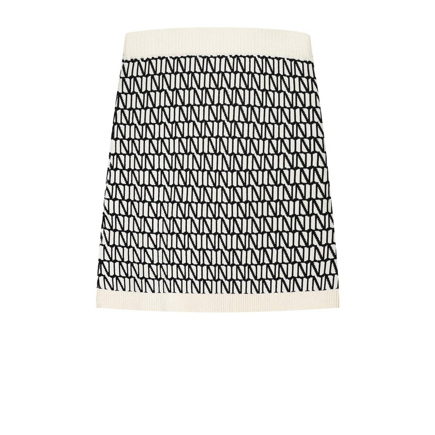NIK&NIK rok Vanessa met all over print ecru zwart