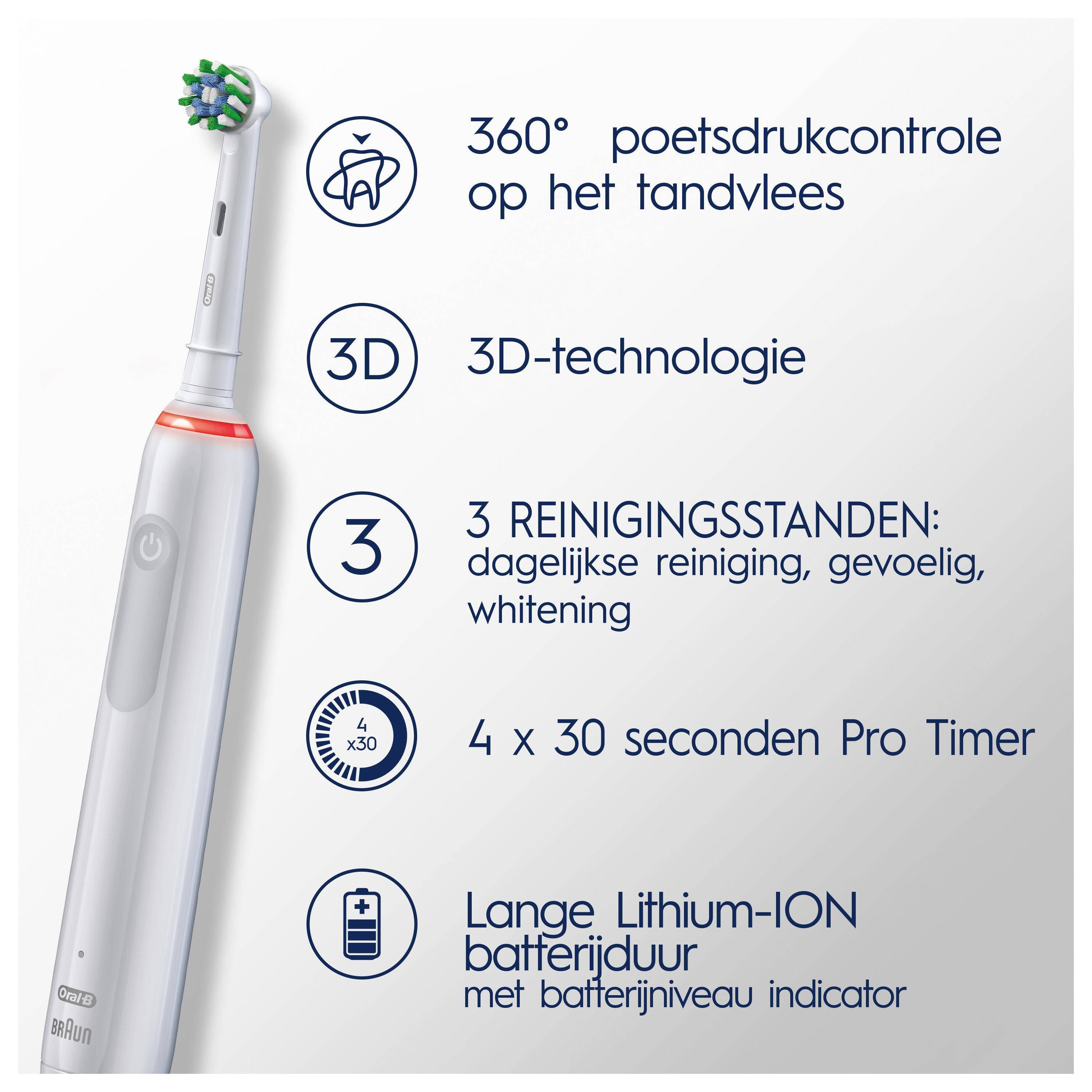 Oral-B Pro 3 3000 Elektrische Tandenborstel - Wit | Wehkamp