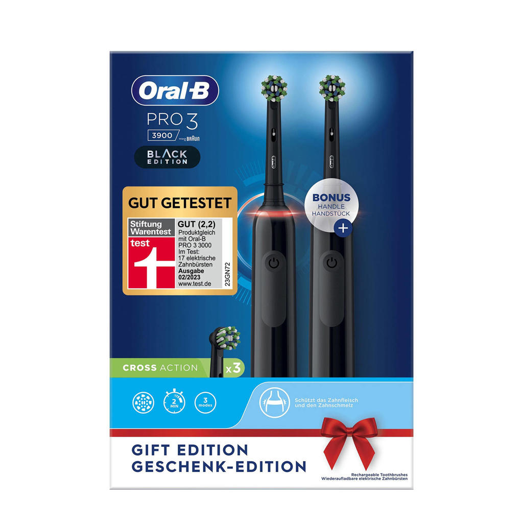 Oral-B Pro 3 3900 - 2 elektrische tandenborstels - Zwart