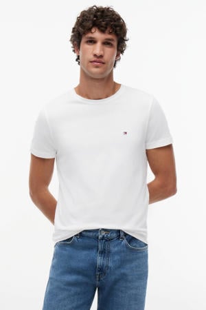 slim fit T-shirt met logo wit