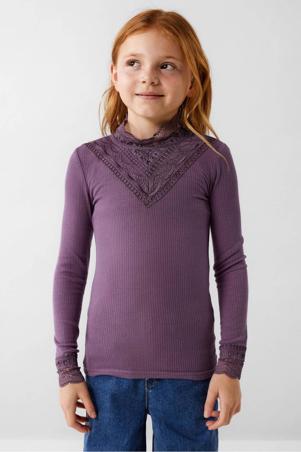NAME IT KIDS longsleeve NKFNURI met kant paars