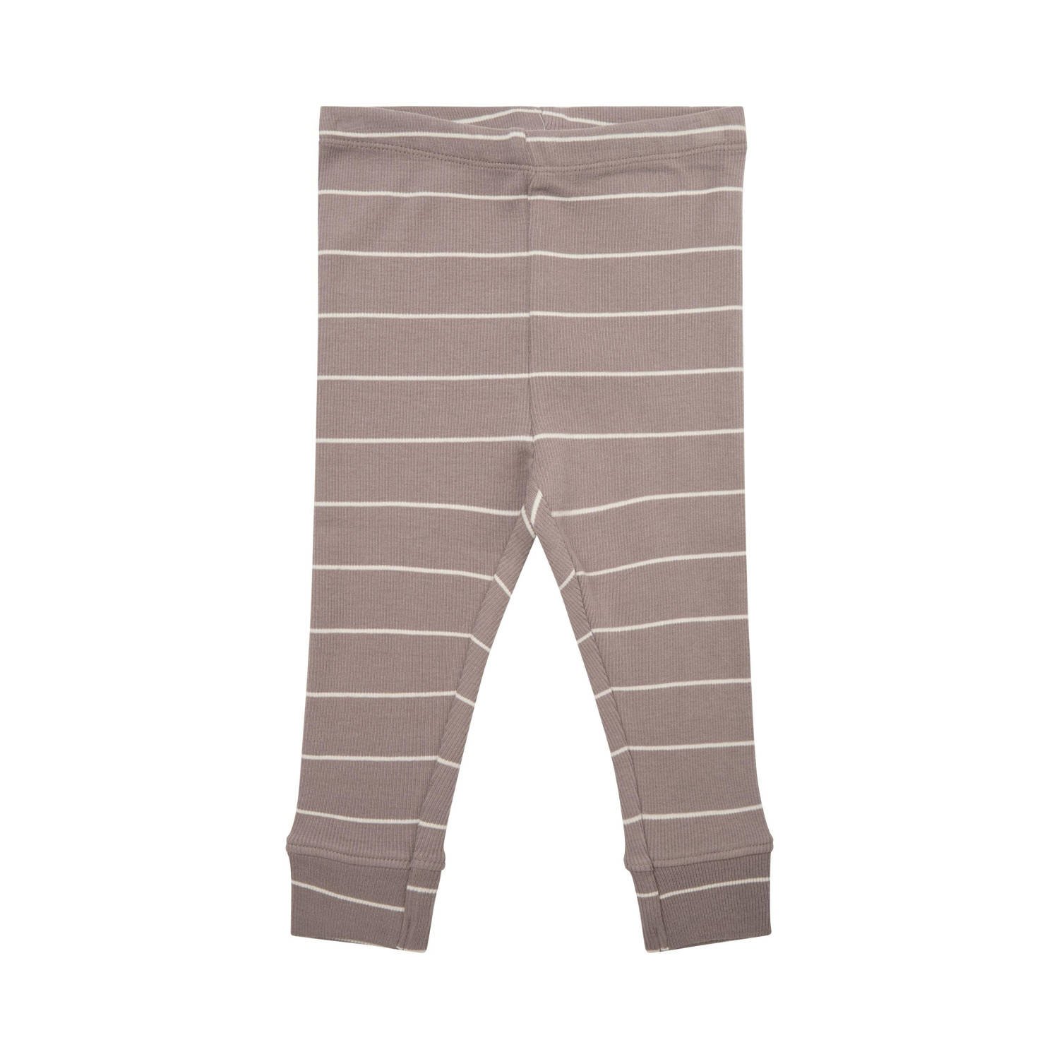 Sofie Schnoor Petit by baby gestreepte slim fit broek taupe wit Bruin Stretchkatoen 56