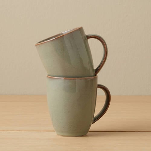 NOUS Living Artisan mok (Ø8 cm) (270 ml) (set van 2) - groen
