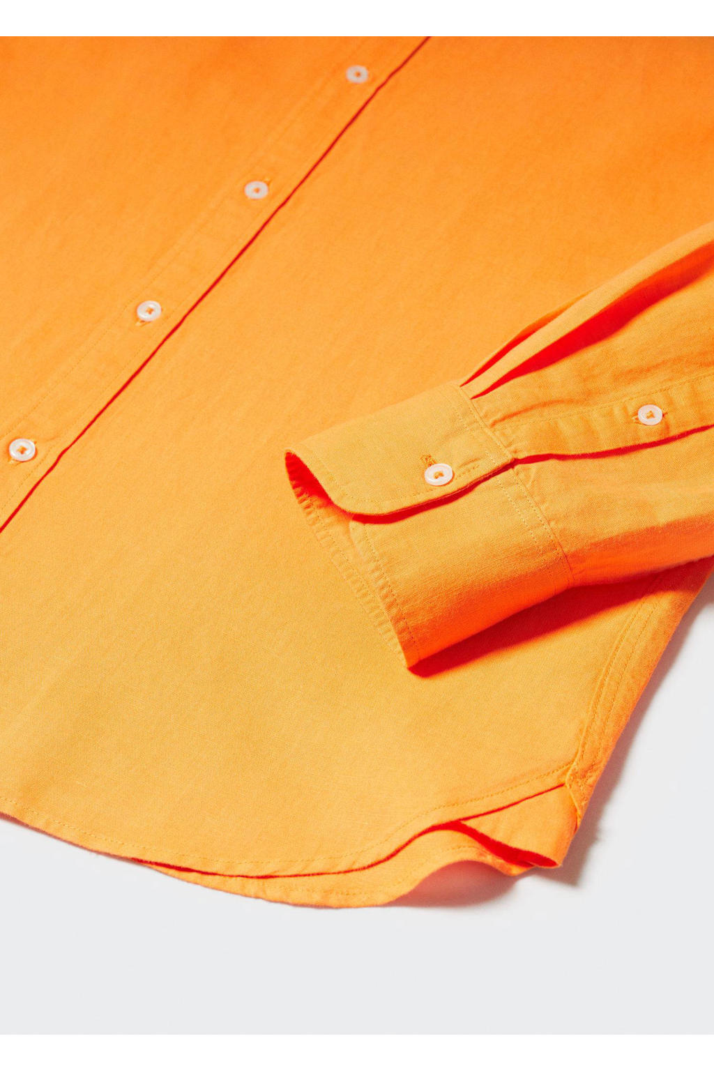 Mango Man regular fit overhemd met linnen oranje wehkamp