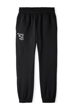 regular fit joggingbroek met tekst zwart