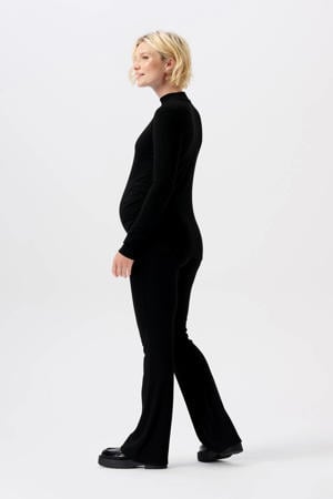 ribgebreide zwangerschapslongsleeve Sira van polyester zwart