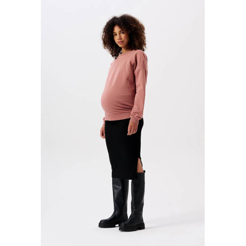 Noppies maternity ribgebreide zwangerschapsrok Vija van polyester zwart afbeelding