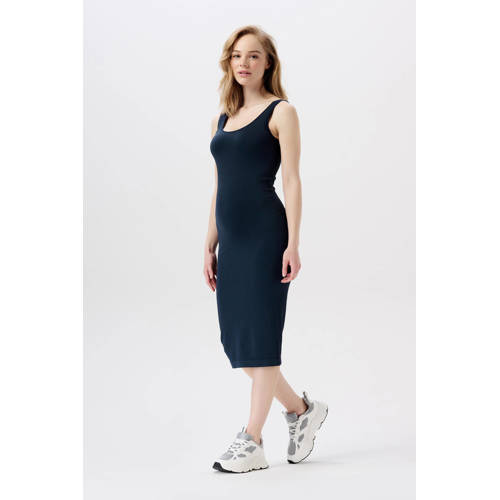 Noppies maternity ribgebreide zwangerschapsjurk Noemi donkerblauw afbeelding