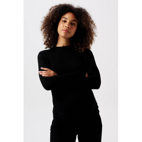 Noppies maternity zwangerschaps- en voedingslongsleeve Rosa zwart afbeelding
