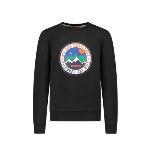 TYGO & vito sweater Safa met printopdruk zwart/wit/oranje