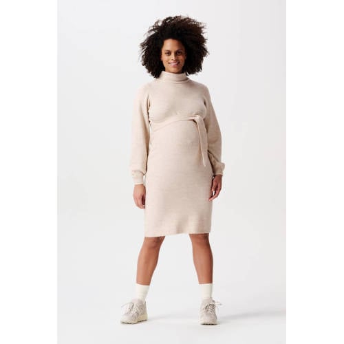 Noppies maternity gebreide zwangerschaps- en voedingsjurk Mico beige afbeelding