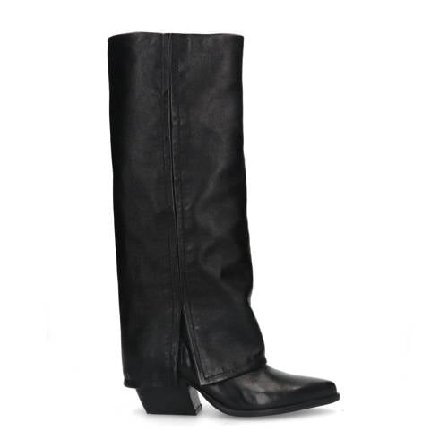 Sacha leren cowboylaarzen met flap zwart afbeelding