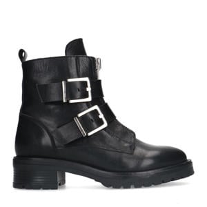 leren bikerboots zwart