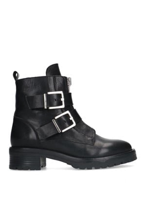 leren bikerboots zwart