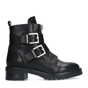 leren bikerboots zwart