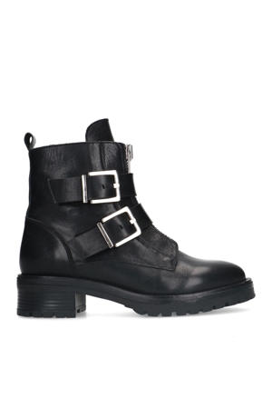 leren bikerboots zwart