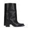 Sacha leren cowboy laarzen met flap zwart