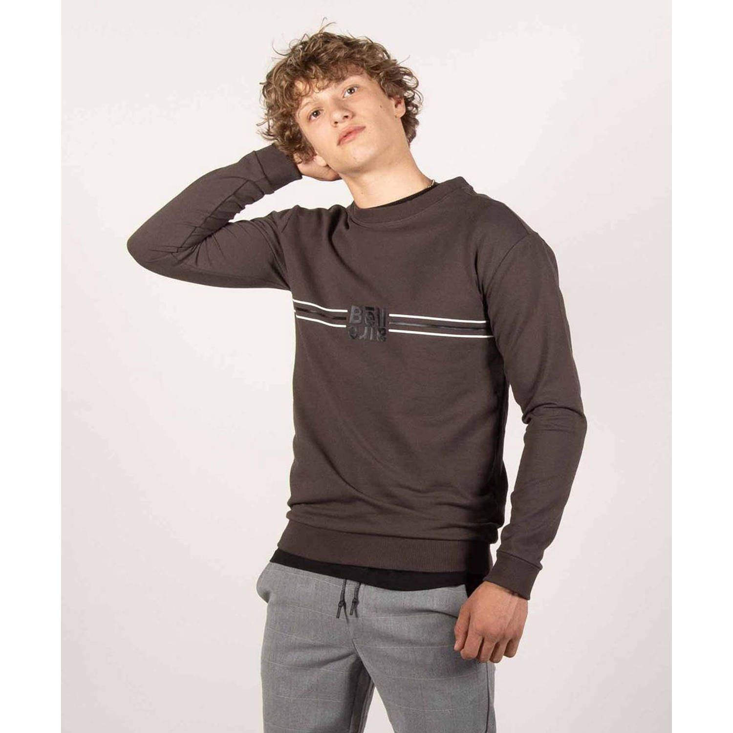 Bellaire sweater met printopdruk donkerbruin Printopdruk 134 140