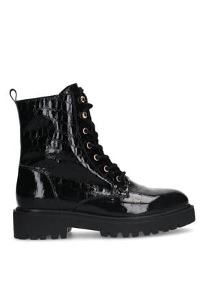 lakleren veterboots zwart