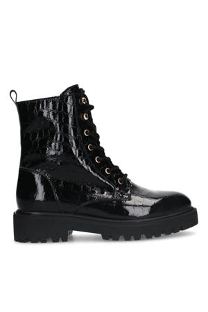 lakleren veterboots zwart
