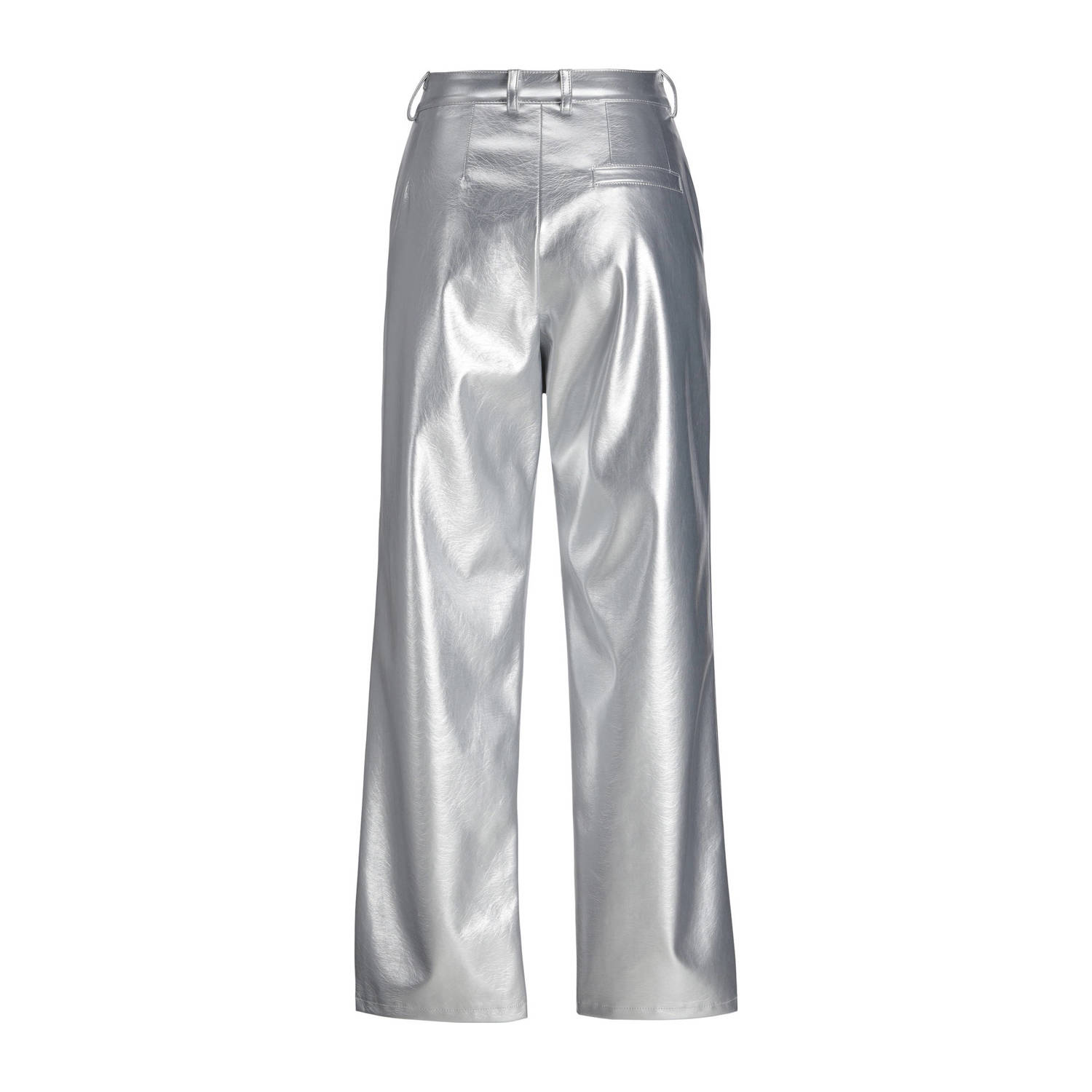 JJXX metallic high waist regular fit broek zilver