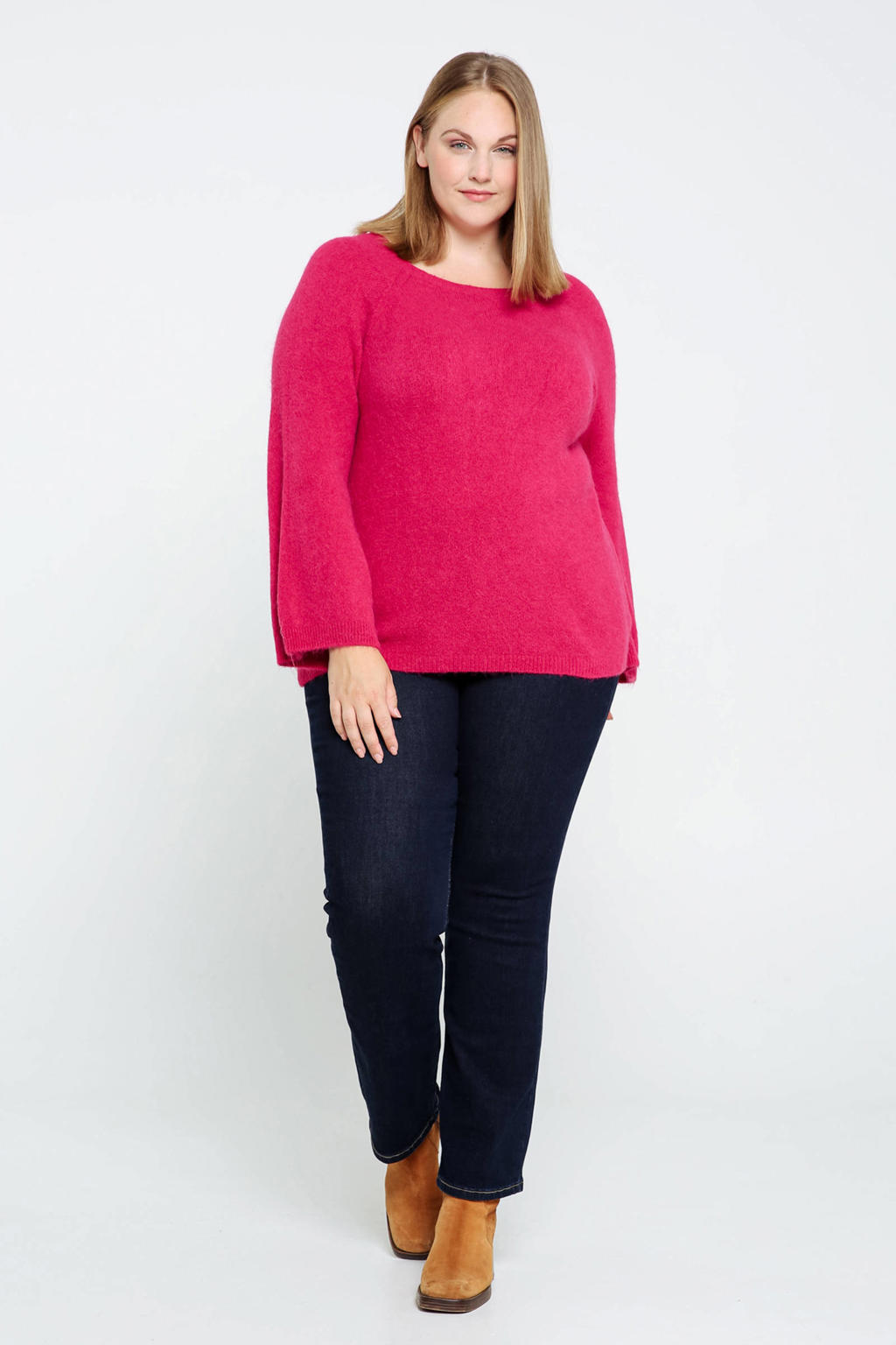 Paprika fijngebreide trui met alpaca wol roze wehkamp