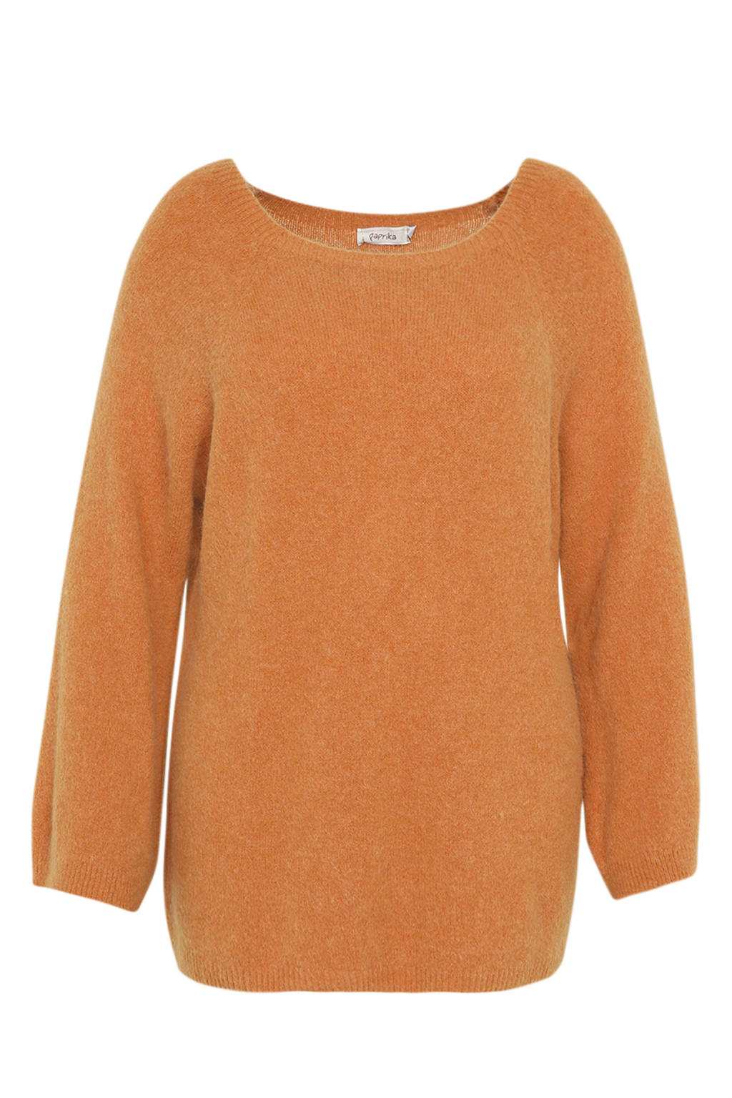 Paprika fijngebreide trui met alpaca wol oker wehkamp