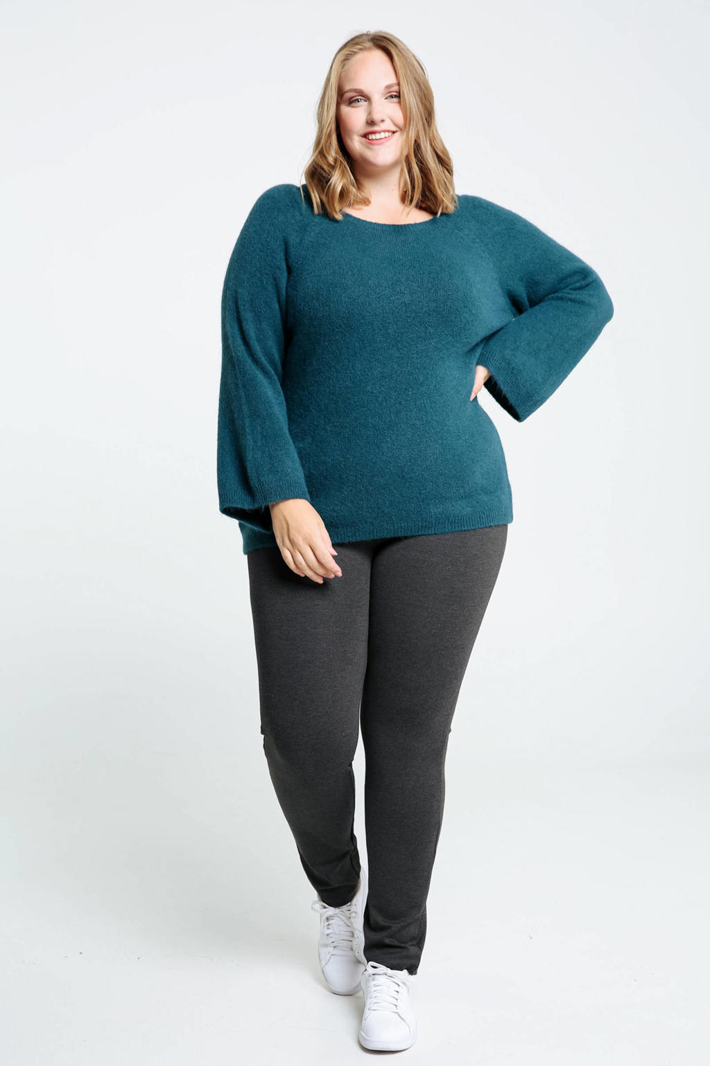 Paprika gebreide trui met alpaca wol petrol wehkamp