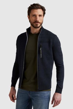 vest met textuur donkerblauw