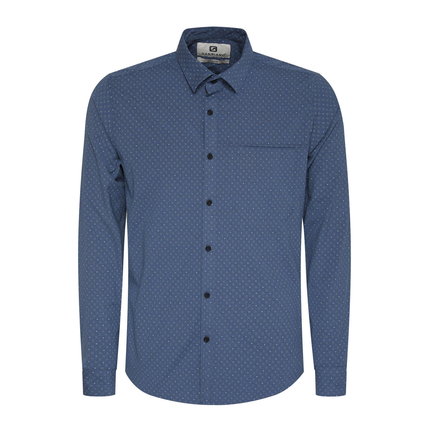 GABBIANO slim fit overhemd met all over print indigo