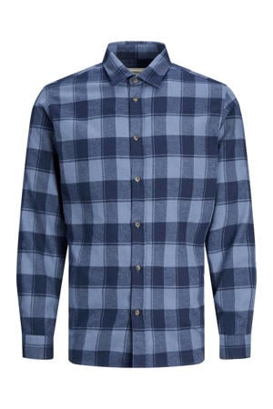 geruit slim fit overhemd PKTSBS vintage indigo