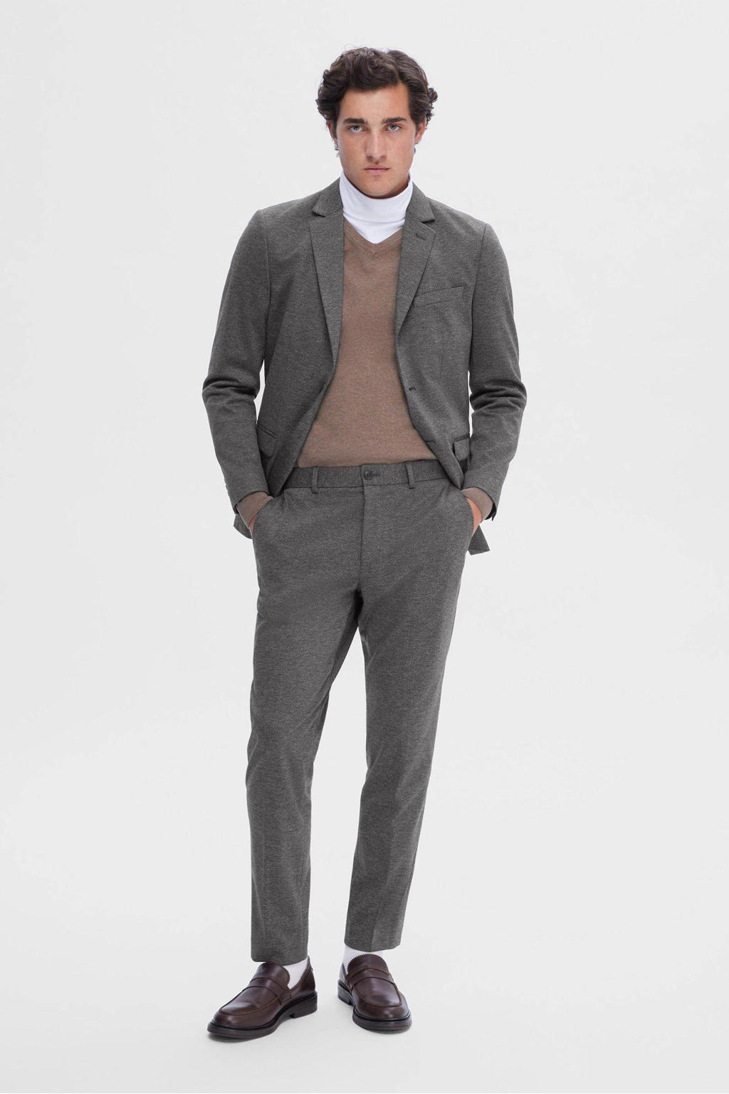 Selected slim fit pantalon SLHSLIM-AITOR grijs
