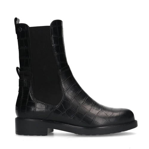 No Stress leren enkelboots met crocoprint zwart afbeelding