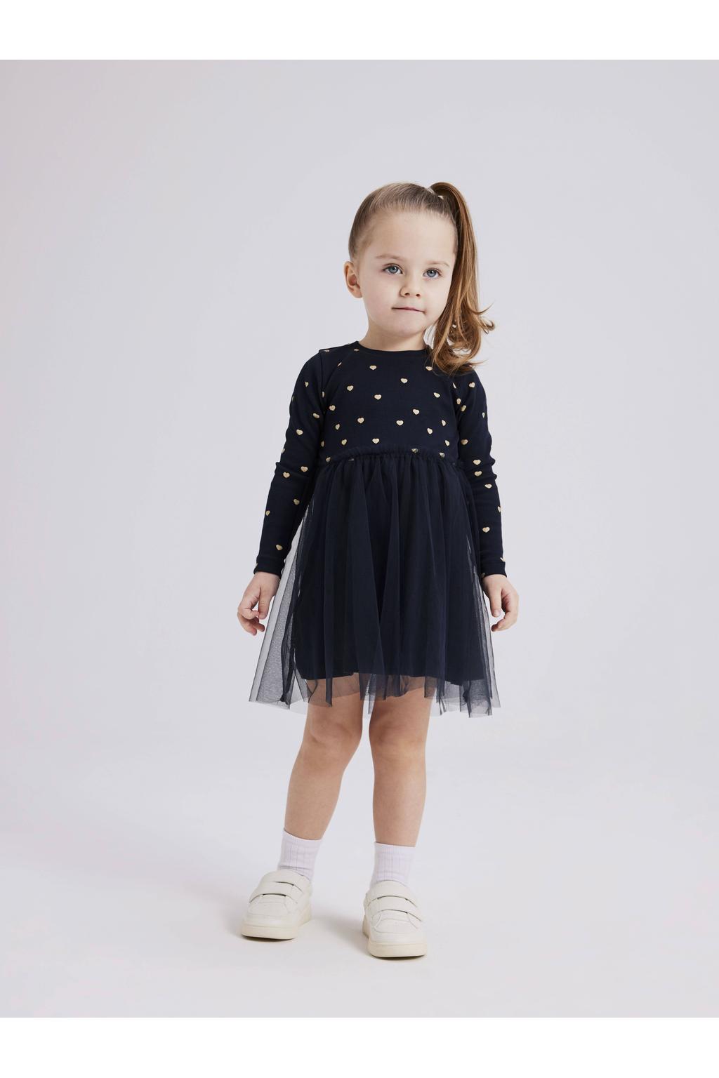 NAME IT MINI A-lijn jurk met katoen blauw