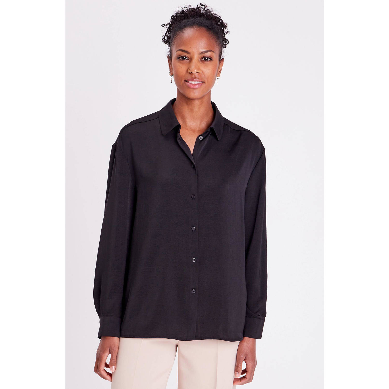 Cache blouse met plooien zwart