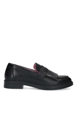 leren loafers met franjes zwart