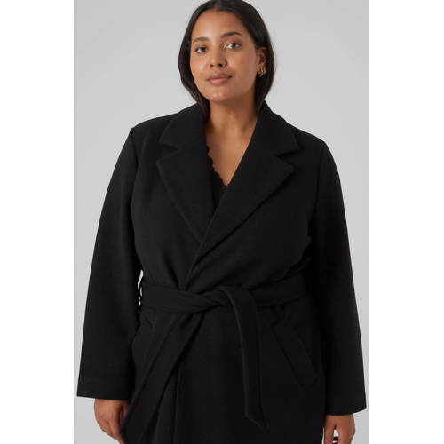 VERO MODA CURVE jas VMCFORTUNEAYA met ceintuur zwart afbeelding