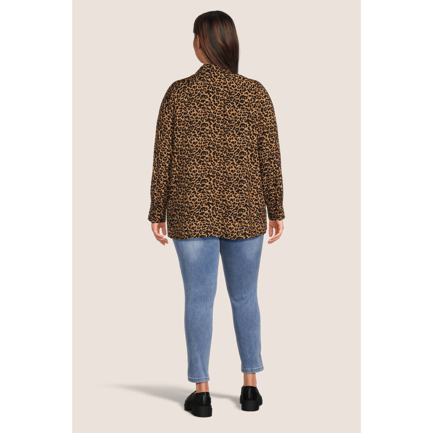 GREAT LOOKS blouse met panterprint bruin zwart