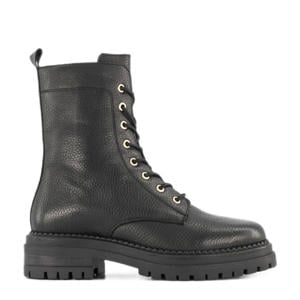 leren veterboots zwart