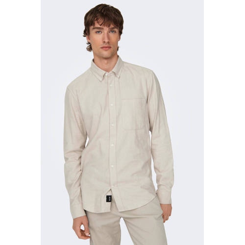 ONLY & SONS casual overhemd beige afbeelding