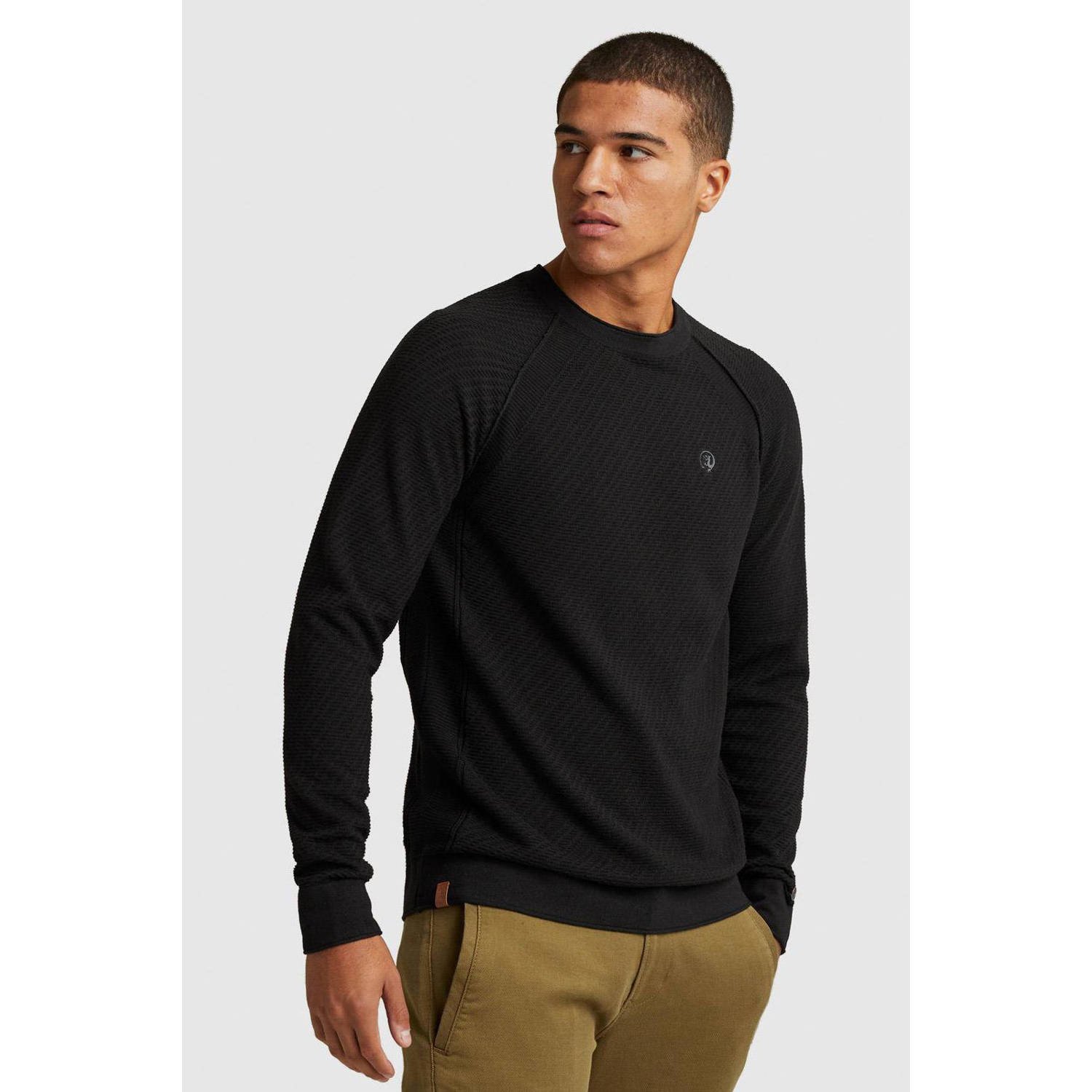 CAST IRON Heren Truien & Vesten Crewneck Cotton Acrylic Crewneck Zwart