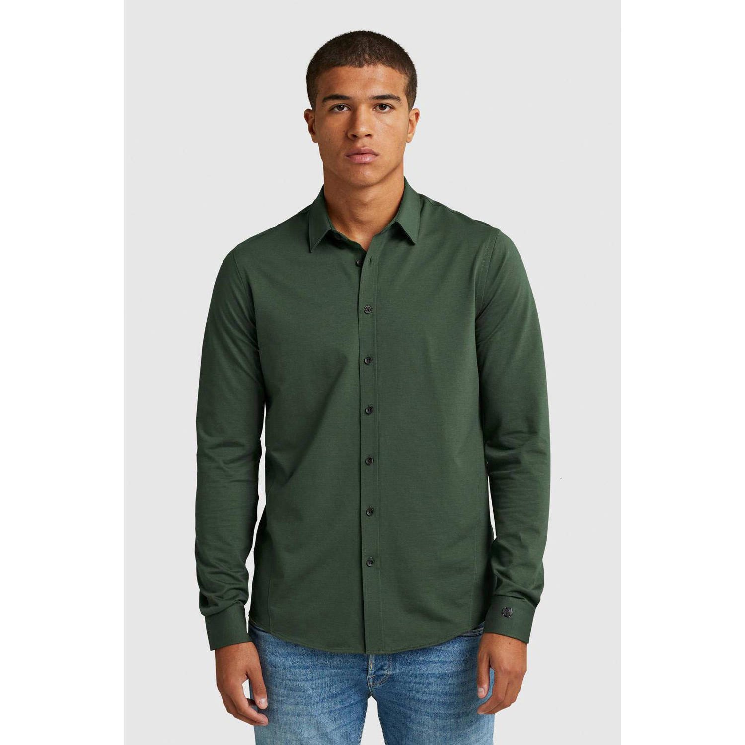 Cast Iron slim fit overhemd dark green