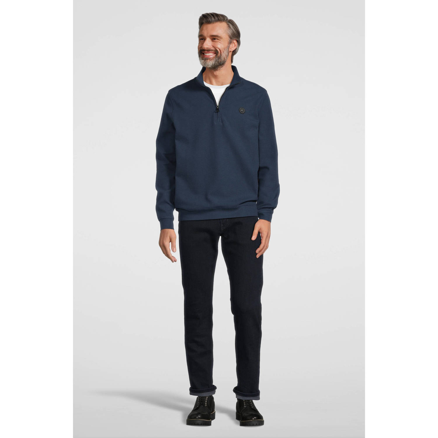 LERROS sweater met logo storm blue