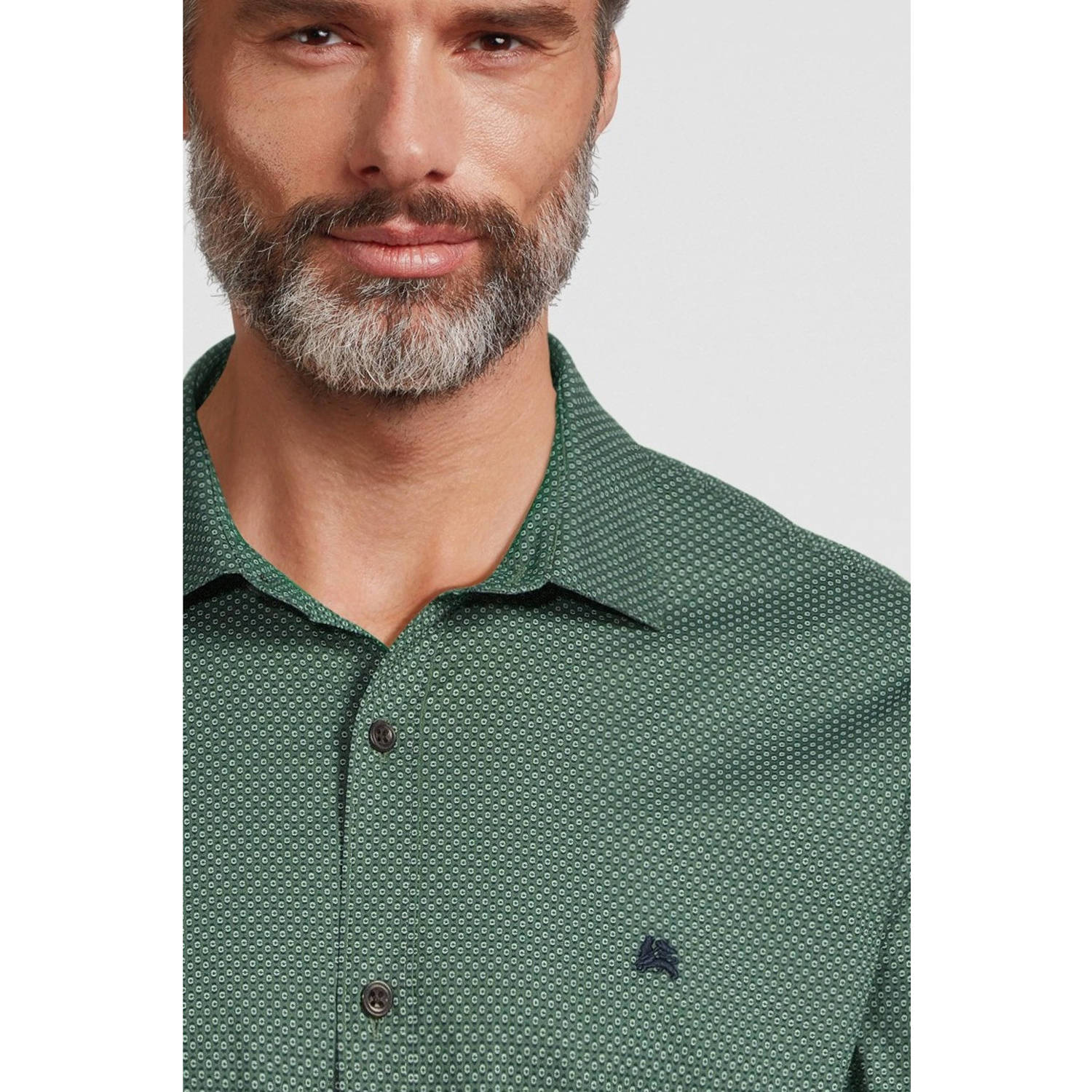 LERROS regular fit overhemd met all over print sage green
