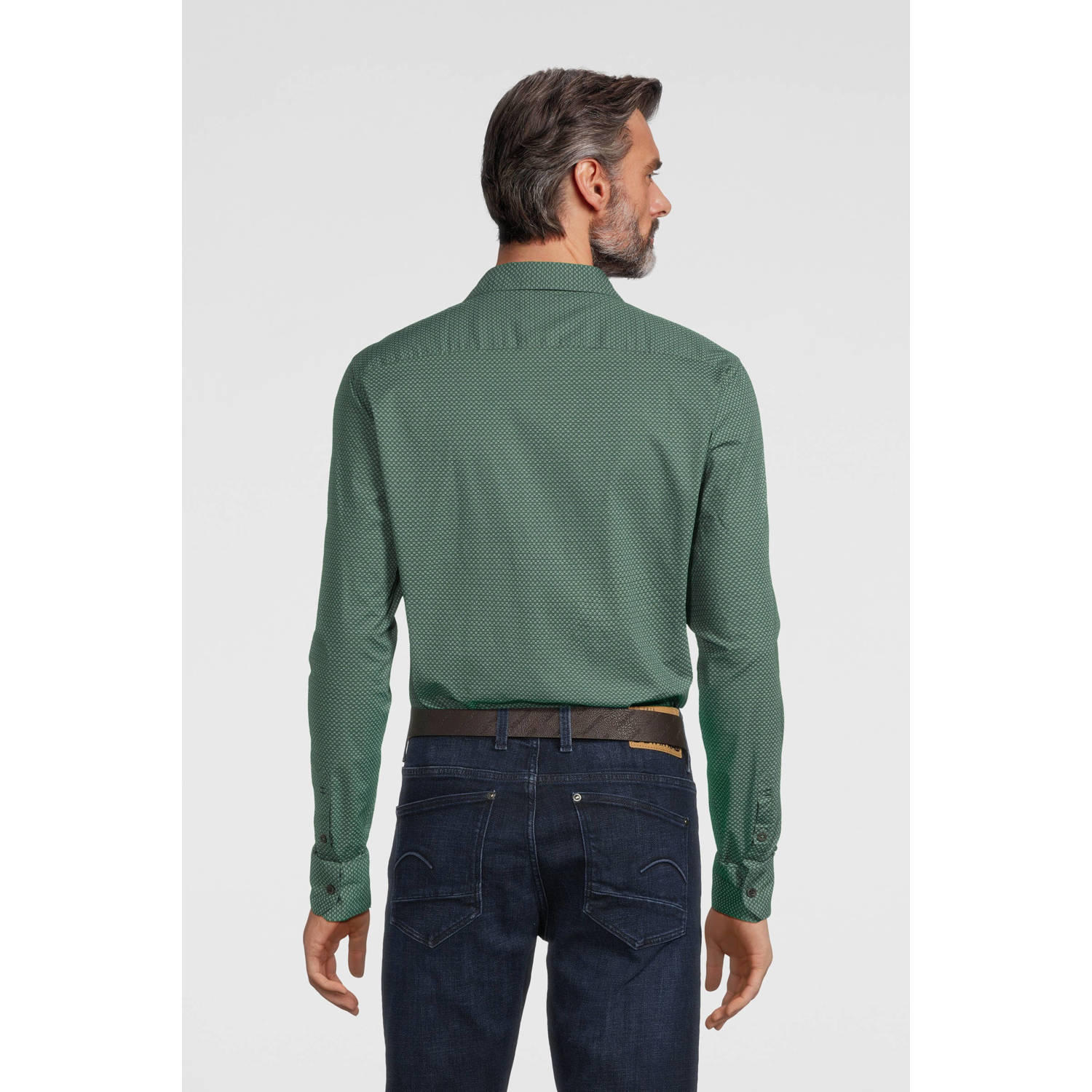LERROS regular fit overhemd met all over print sage green