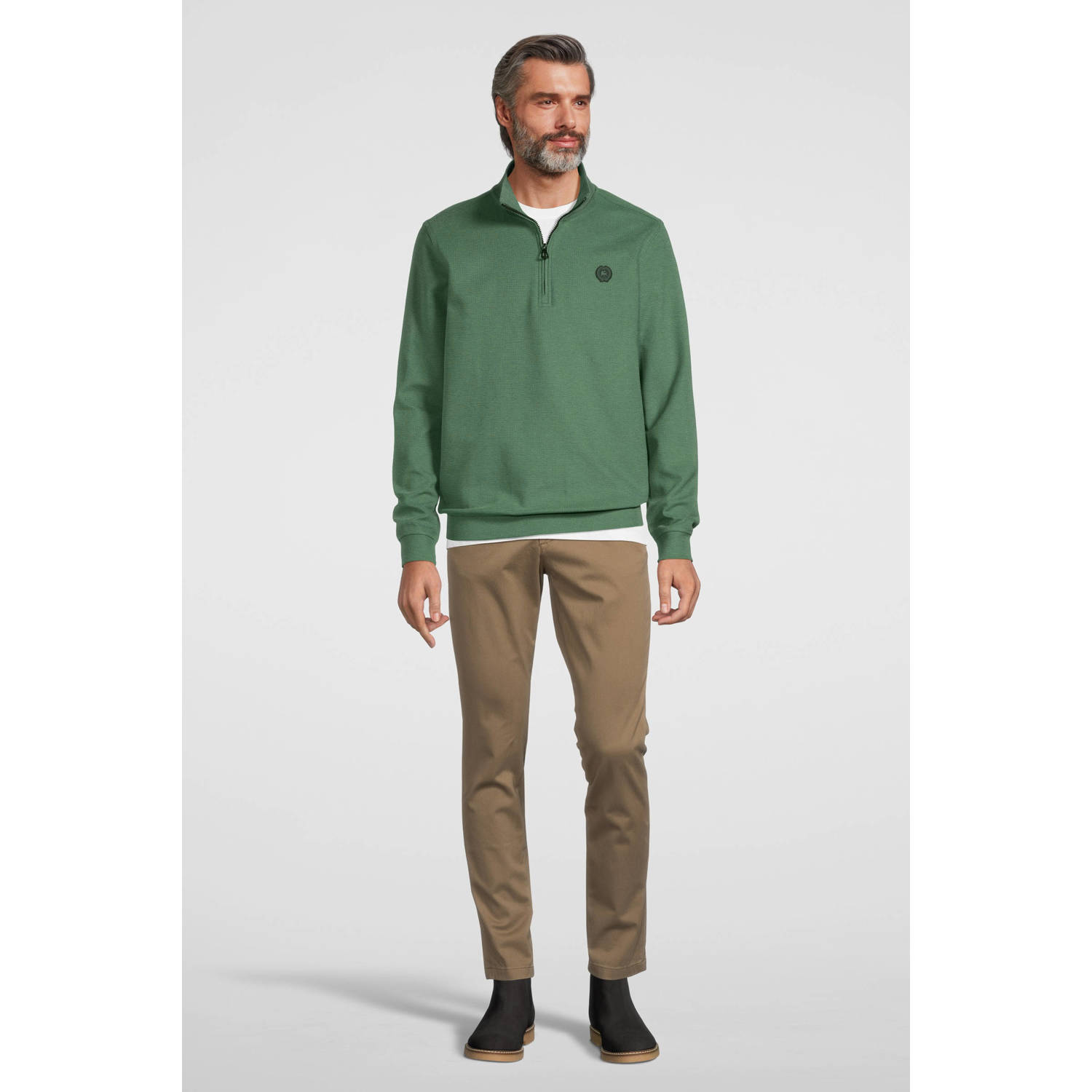 LERROS sweater met logo sage green