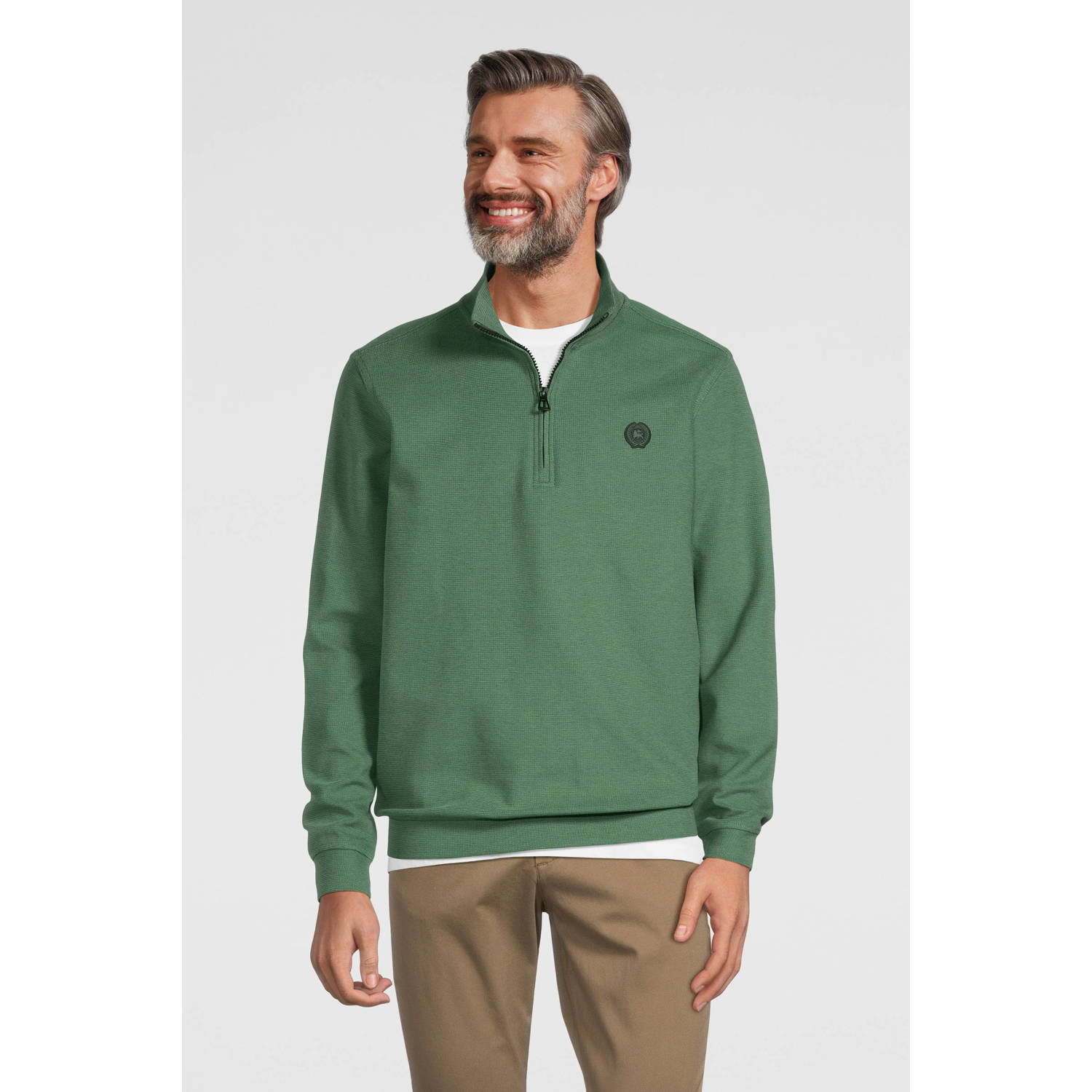 LERROS sweater met logo sage green