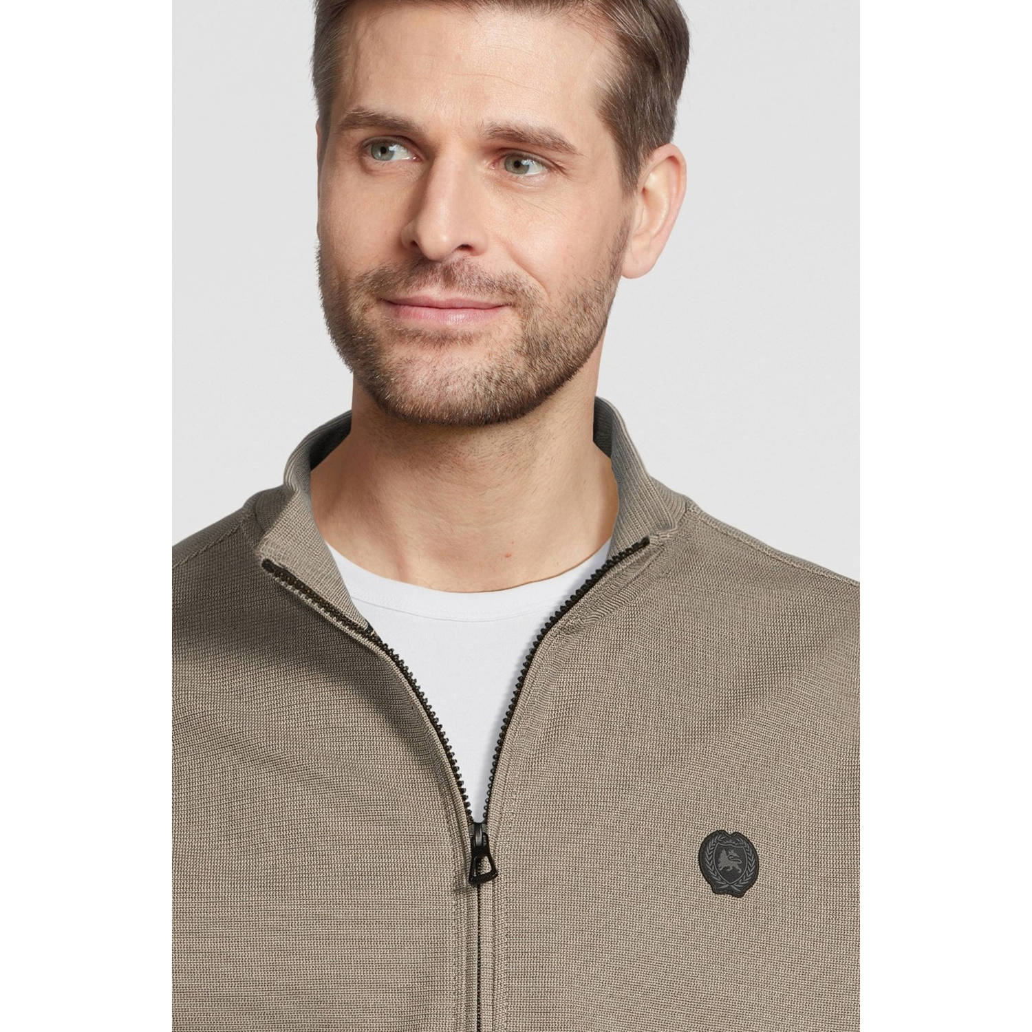 LERROS sweatvest met logo soft stone