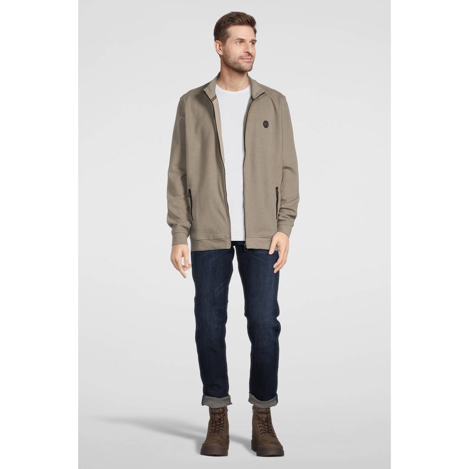 LERROS sweatvest met logo soft stone