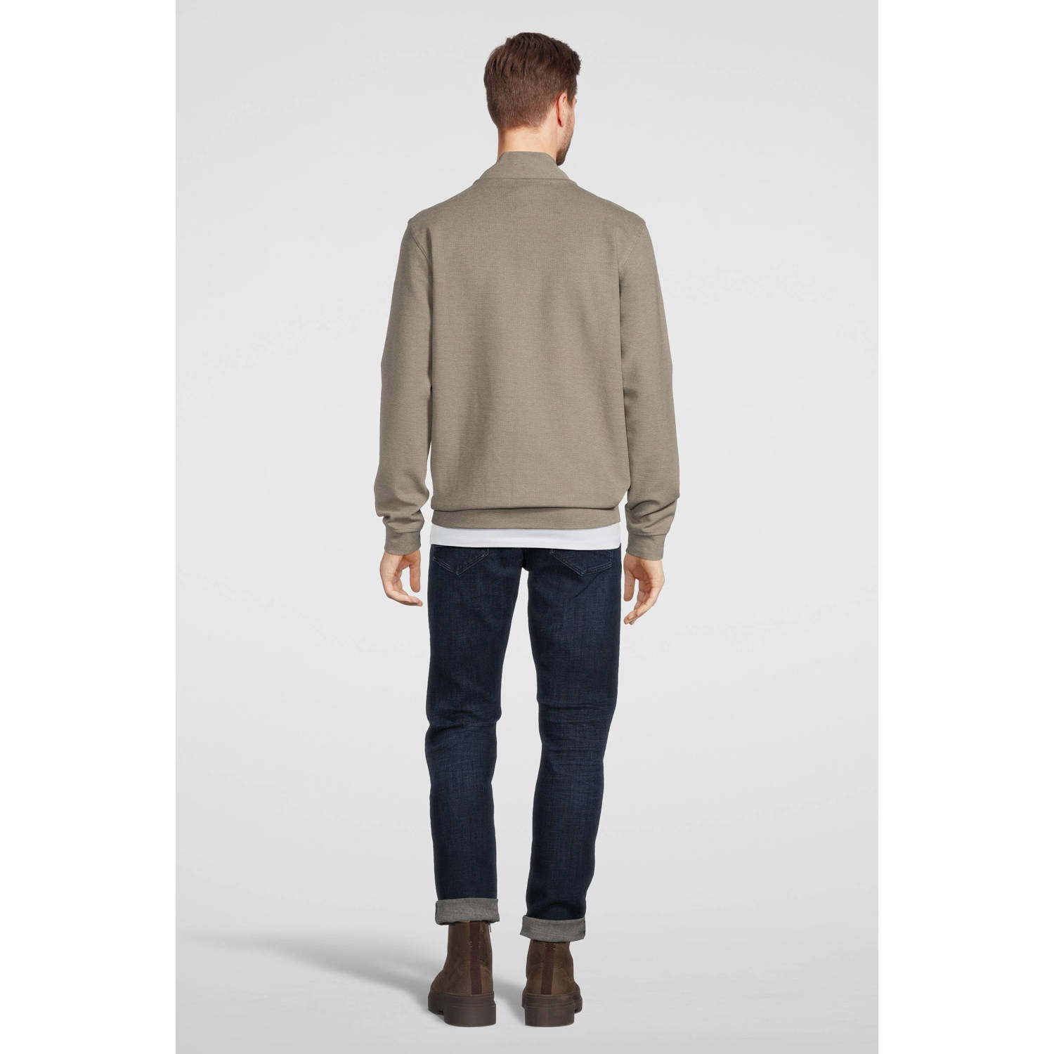 LERROS sweatvest met logo soft stone